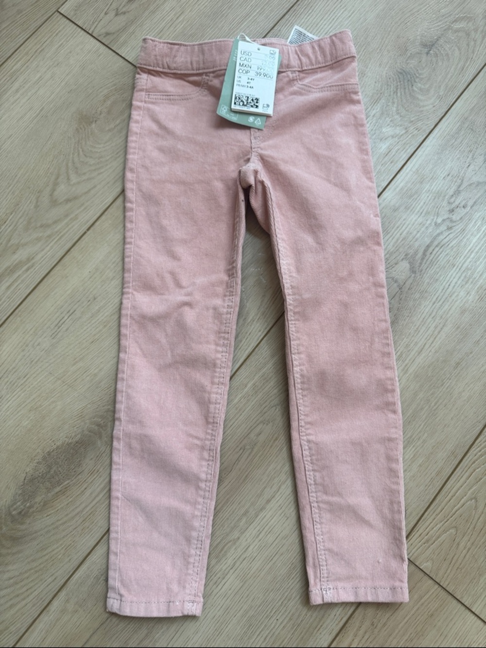 H&M toddler Skinny corduroy Jeans in Light Pink NWT SZ 4T